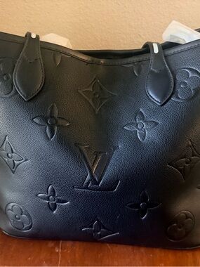 Louis Vuitton Black Embossed Monogram Leather Tote Bag